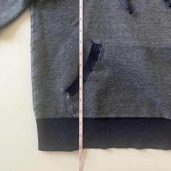 Old Navy Women Size M Sweatshirt Navy Blue Heather Drawstring 100% Cotton Casual - Picture 6 of 7